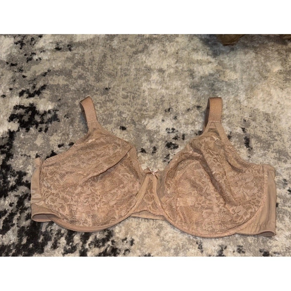 NWT HSIA Womens Beige Lace Underwire Bra Sz 42H Adjustable Strap Hook Eye